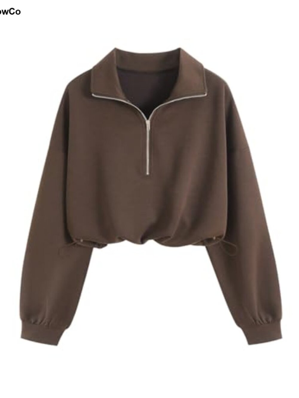 Women's Crop Mock Neck Quarter Zip Pullover Sweatshirt Loose Fit